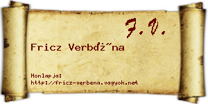 Fricz Verbéna névjegykártya
